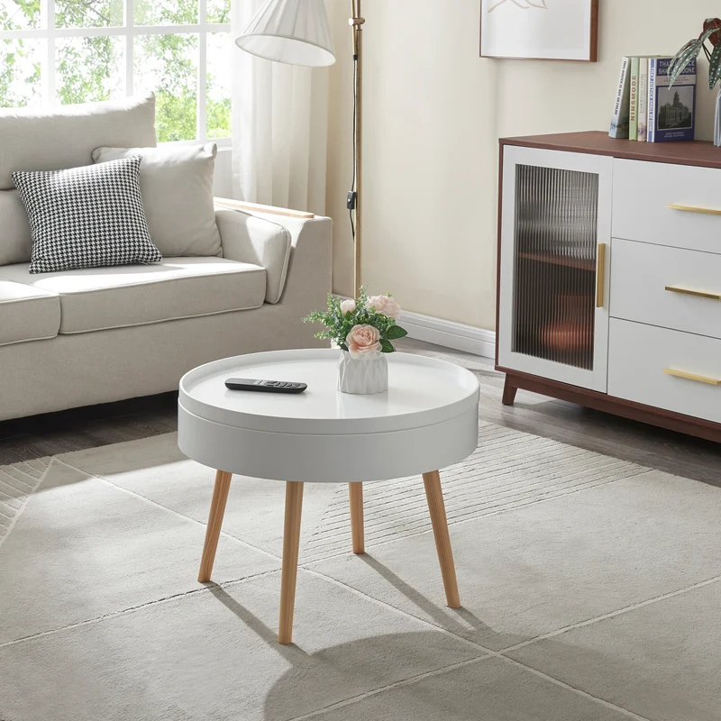 Soffbord Bongard Vit Ø60x45 cm [en.casa]