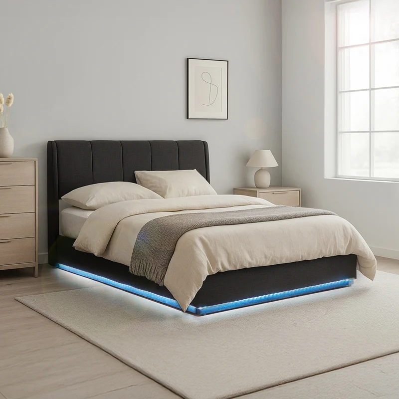 LED stoppad säng Tröstiar [en.casa]
