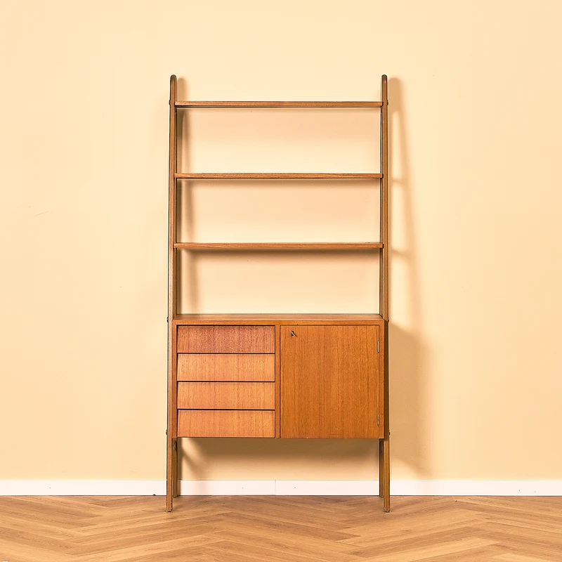 Swedish bookshelf in teak and beech