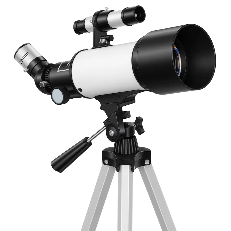 Astronomický teleskop s aperturou 70 mm, ohniskovou vzdáleností 400 mm, AZ montáží a stativem