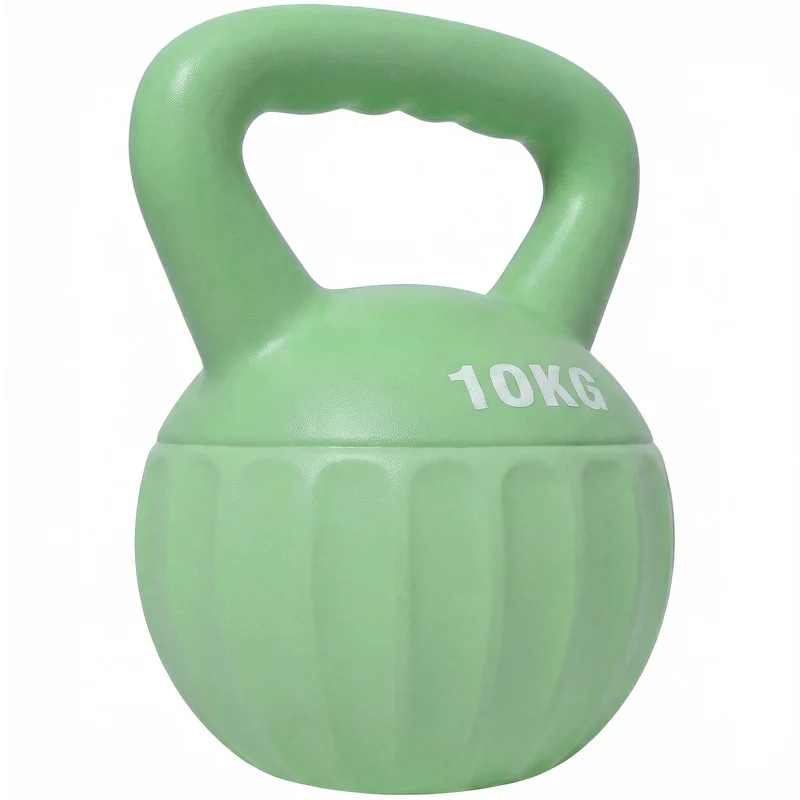 Kettlebell 10 kg, plněný pískem, protiskluzový úchop, zelený