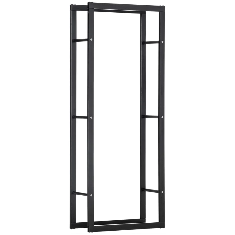 Vertikální dřevěný regál s nosností 100 kg, kovový rám, 60x25x150 cm