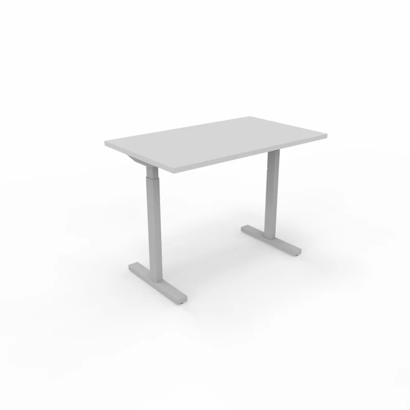 Continental skrivbord, ljusgrå skiva med silverben