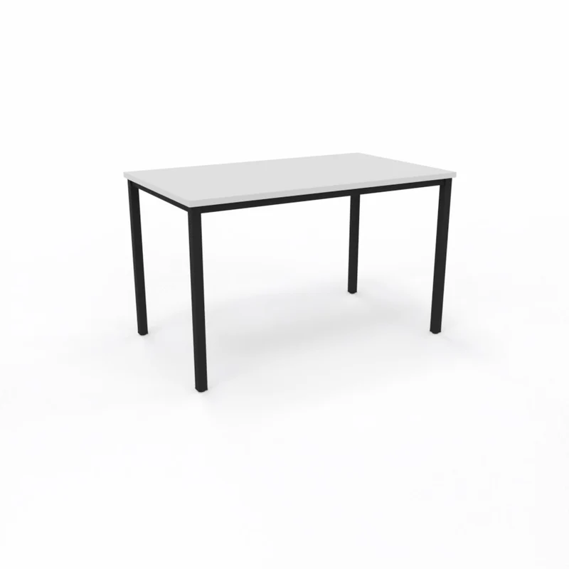 Skrivbord College, vit skiva med svarta ben