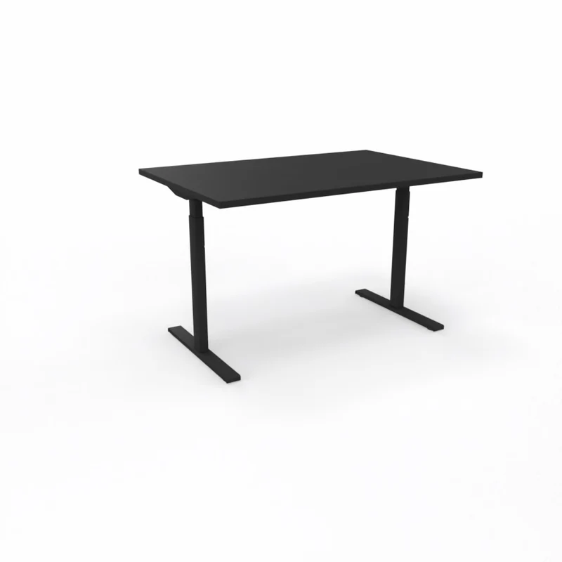 Höj- och sänkbart skrivbord med svart skiva och svarta ben