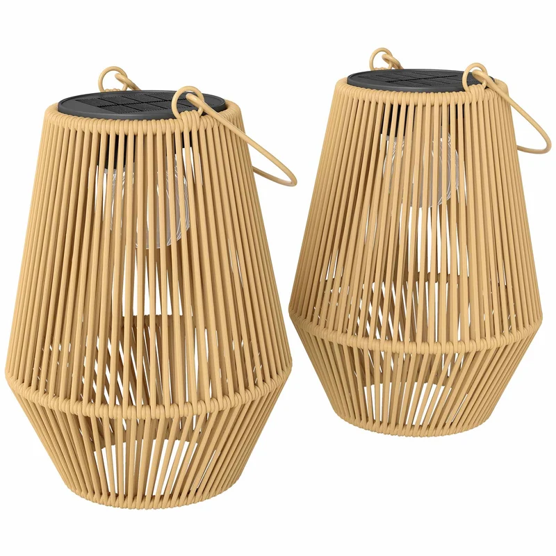 Sada solárních lamp pro venkovní použití, závěsné, z ratanu, vodotěsné IP44