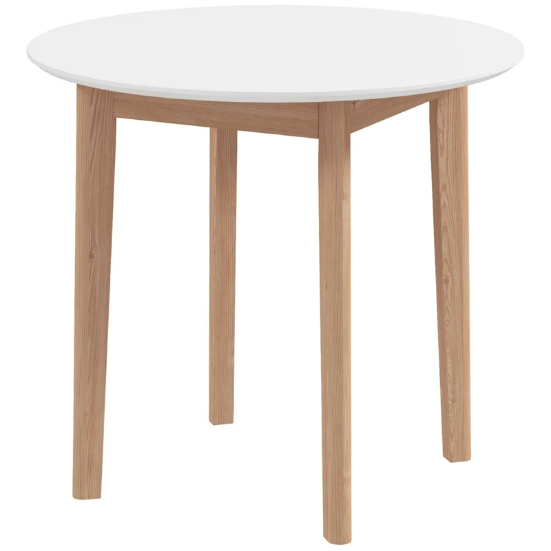 Kulatý jídelní stůl pro 2 osoby, masivní dřevo, 75 cm, bílá povrchová úprava