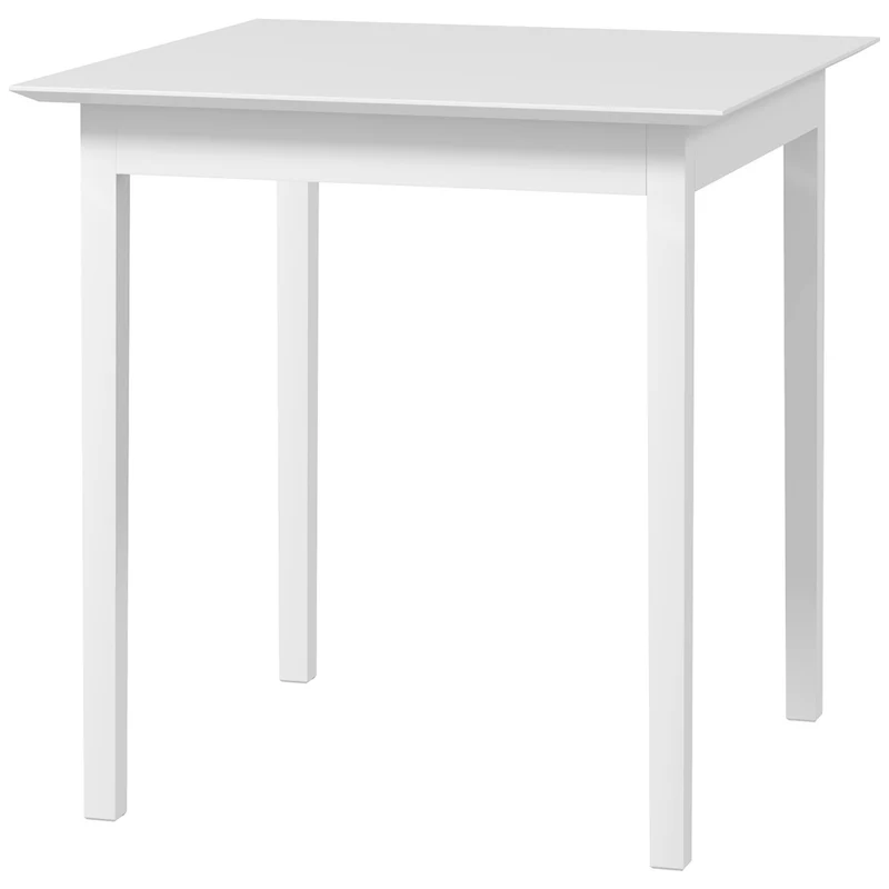 Čtvercový bílý dřevěný jídelní stůl pro 2 osoby, 75x75x76 cm