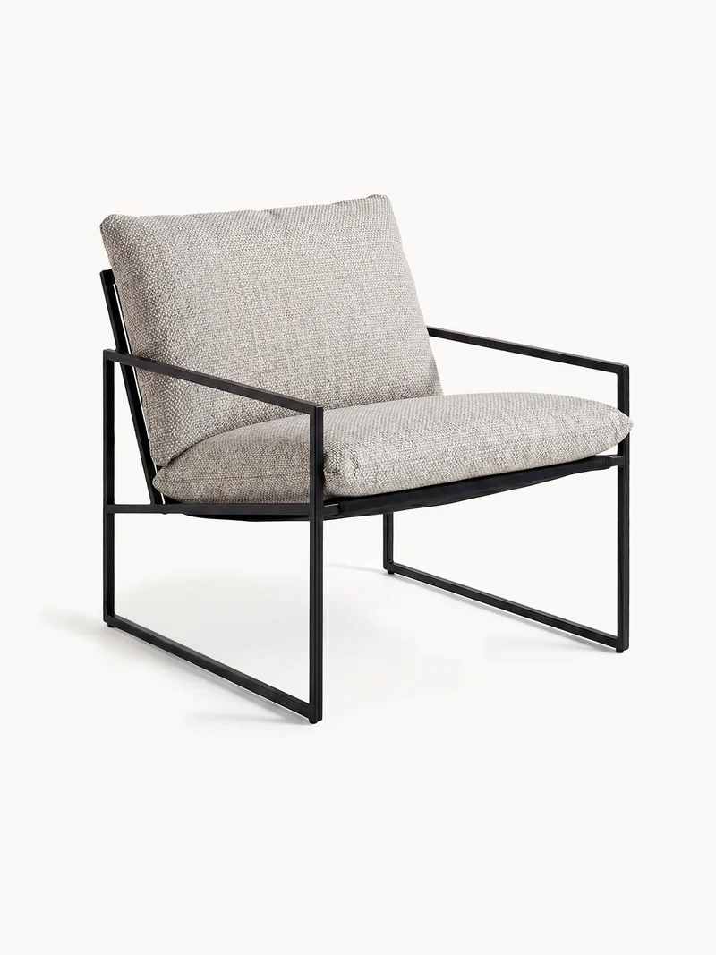Garden Lounge Chair Kenny – Black Frame – Oat Cushion