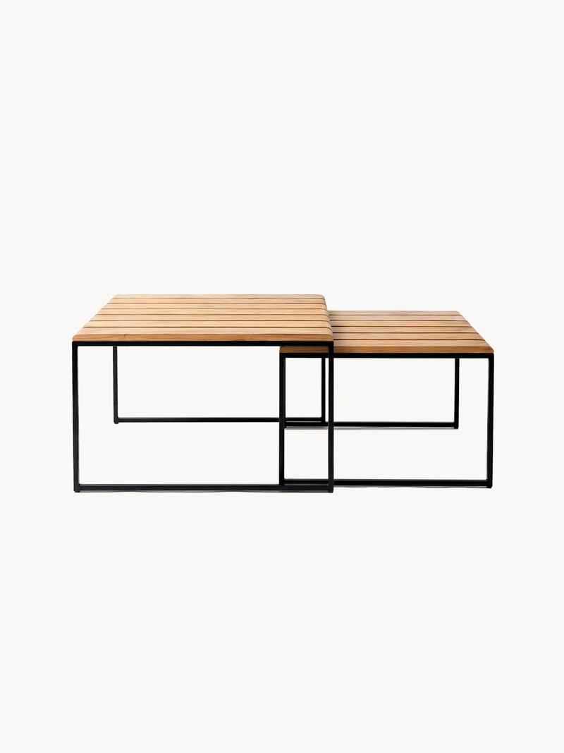 Garden Lounge Table Set Algot – Black Frame – Teak