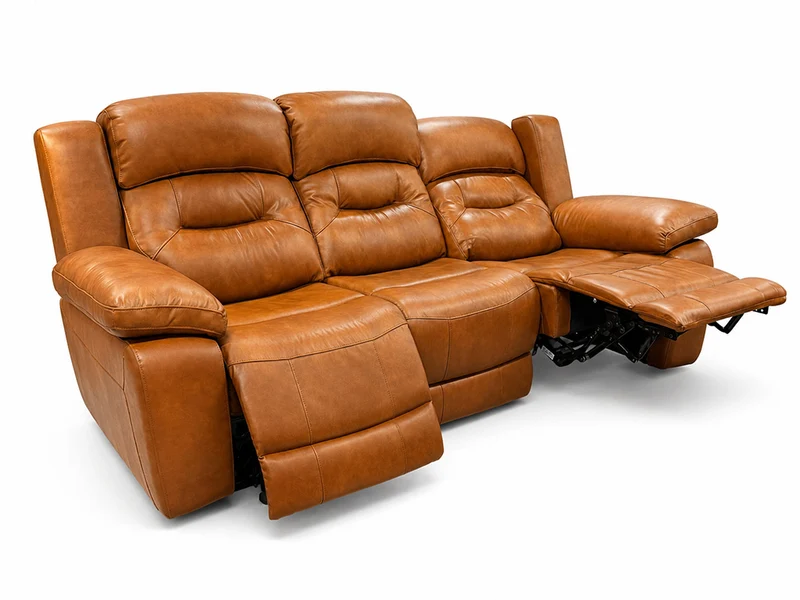 Roma reclinersoffa - Brun & Svart skinn