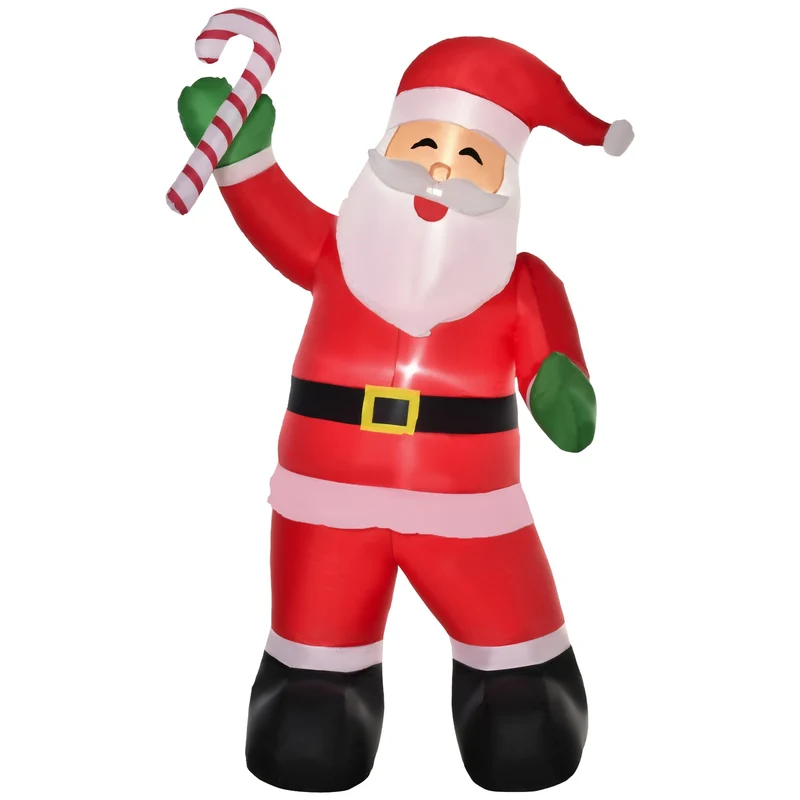 Nafukovací Santa Claus s LED bonbonovou holí, 250cm