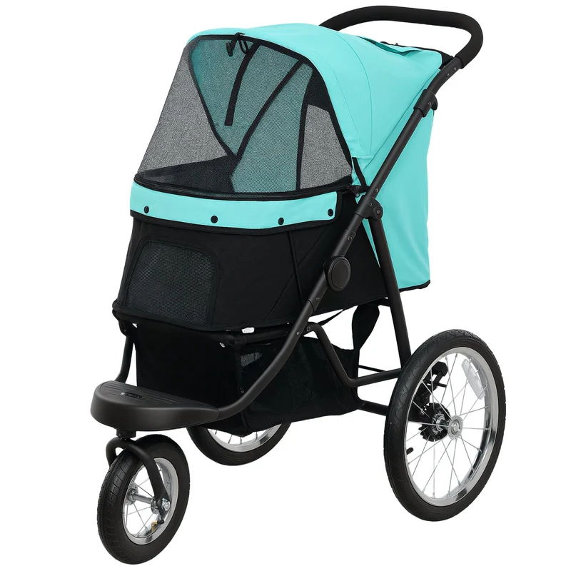 Kočárek pro psy Jogger, skládací, pro domácí mazlíčky do 10 kg, tyrkysový