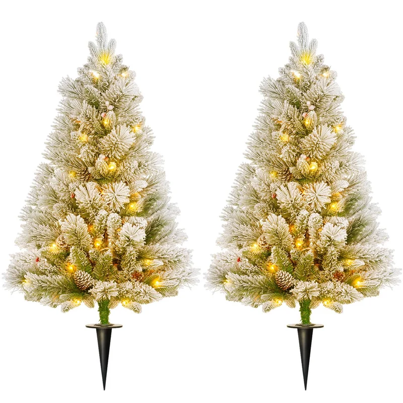 Umělé vánoční stromky, 90 cm, 100 LED světel, sada 2 kusů