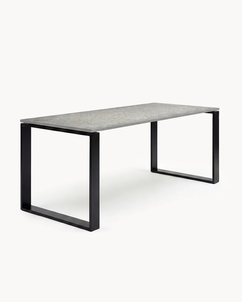 Stone Dining Table Diana – Black Frame – Grigio