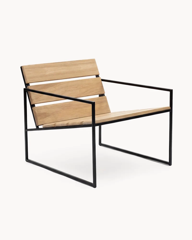 Garden Lounge Chair Arvid – Black Frame – Teak