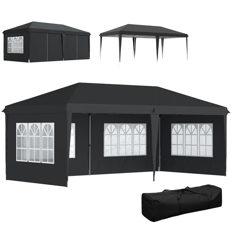Vodotěsný pop-up altán 3x6m s UV ochranou, černý