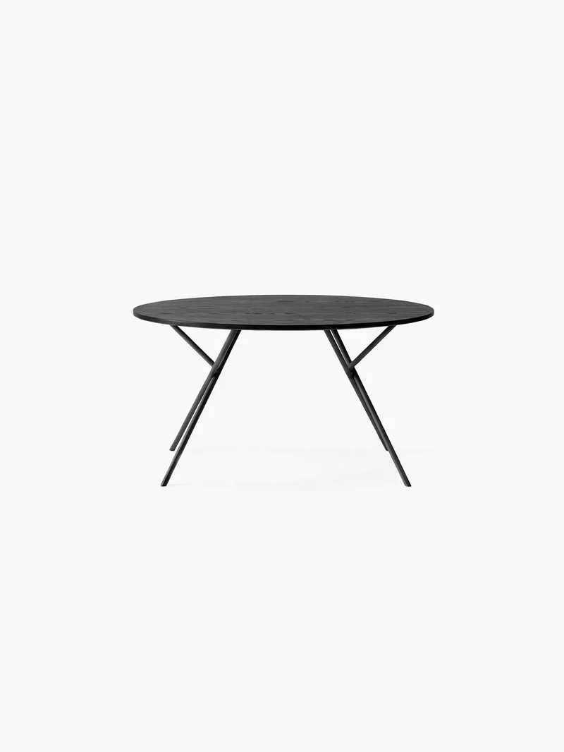 Round Dining Table Luna – Black Frame – Black Oak Top