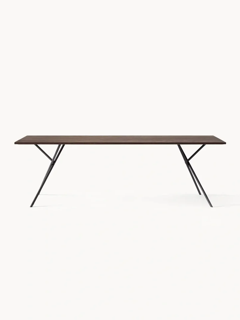 Dining Table Melker – Black Frame – Dark Oak Top
