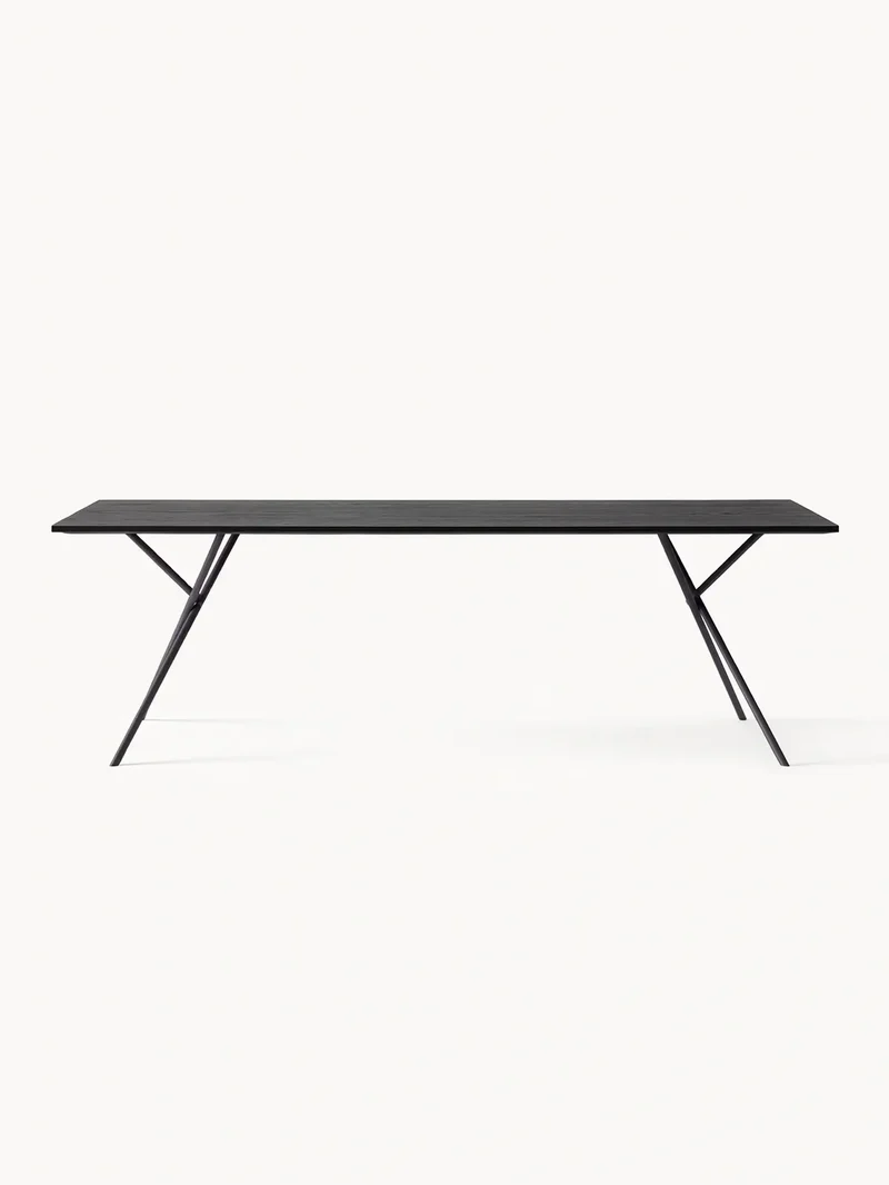 Dining Table Melker – Black Frame – Black Oak Top