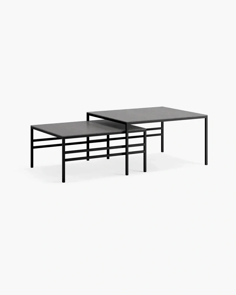 Nesting Coffee Table Set Anton – Small Set – Black Frame – Grafite