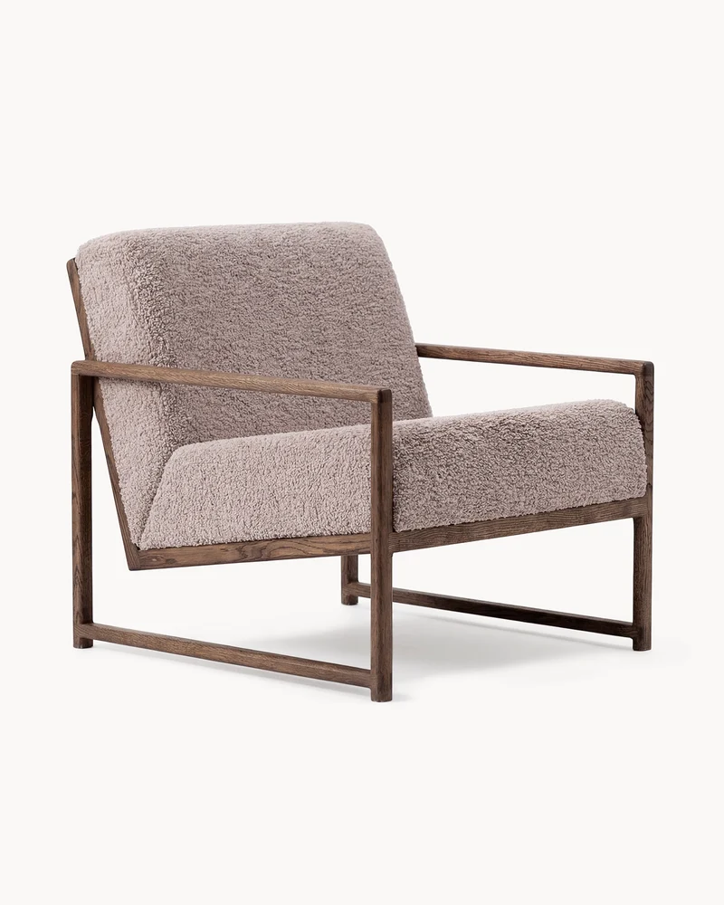 Armchair Einar – Dark Oak – Greige Bouclé