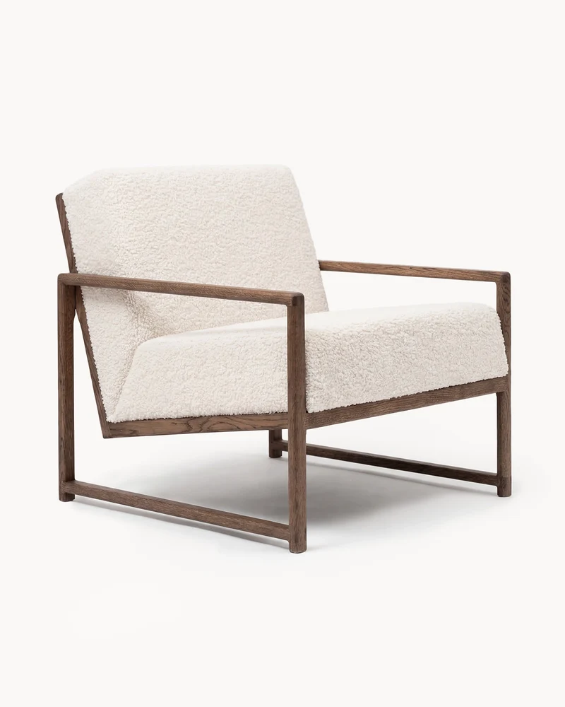 Armchair Einar – Dark Oak – Ivory Bouclé