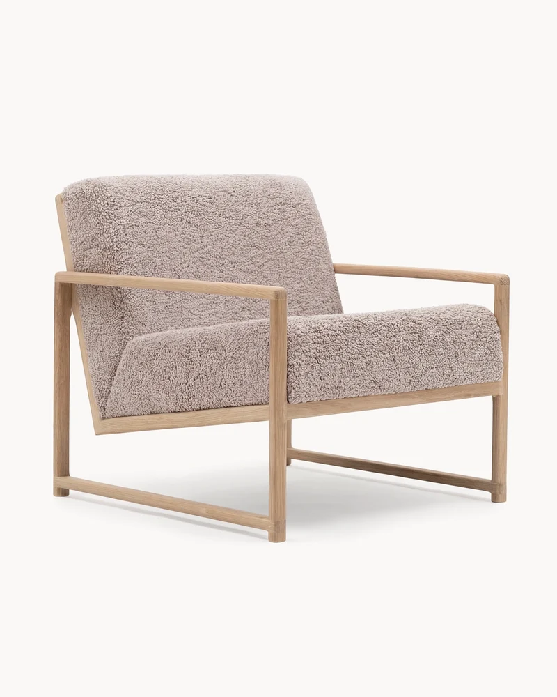 Armchair Einar – Oak – Greige Bouclé