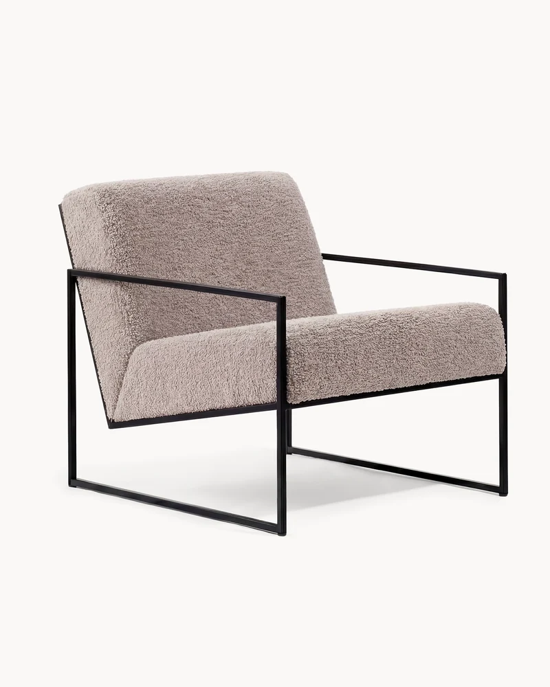 Armchair Kent – Black Frame – Greige Bouclé