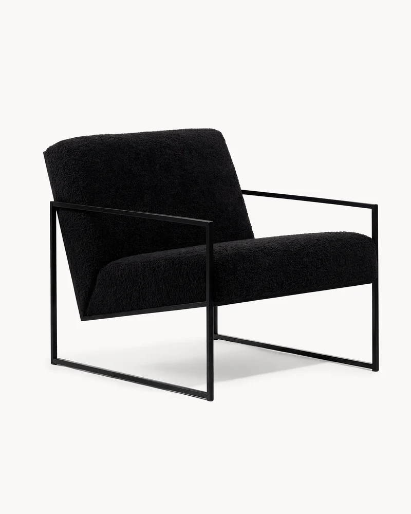 Armchair Kent – Black Frame – Black Bouclé