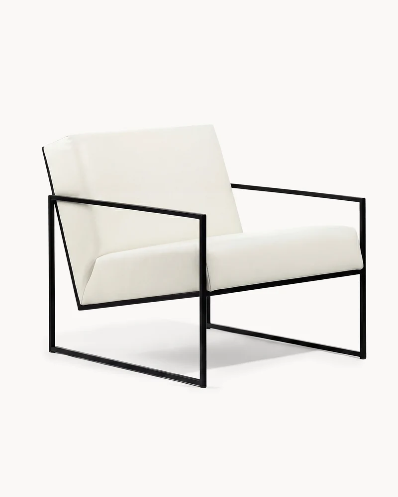 Armchair Kent – Black Frame – Ivory Leather