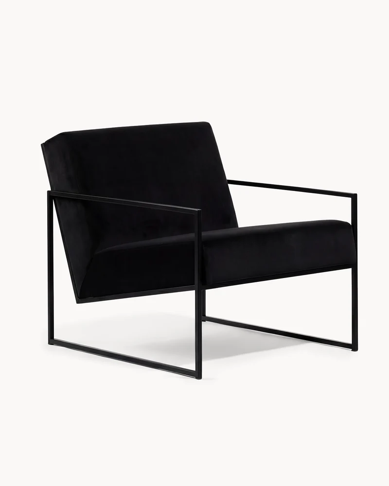 Armchair Kent – Black Frame – Jade Black Velvet