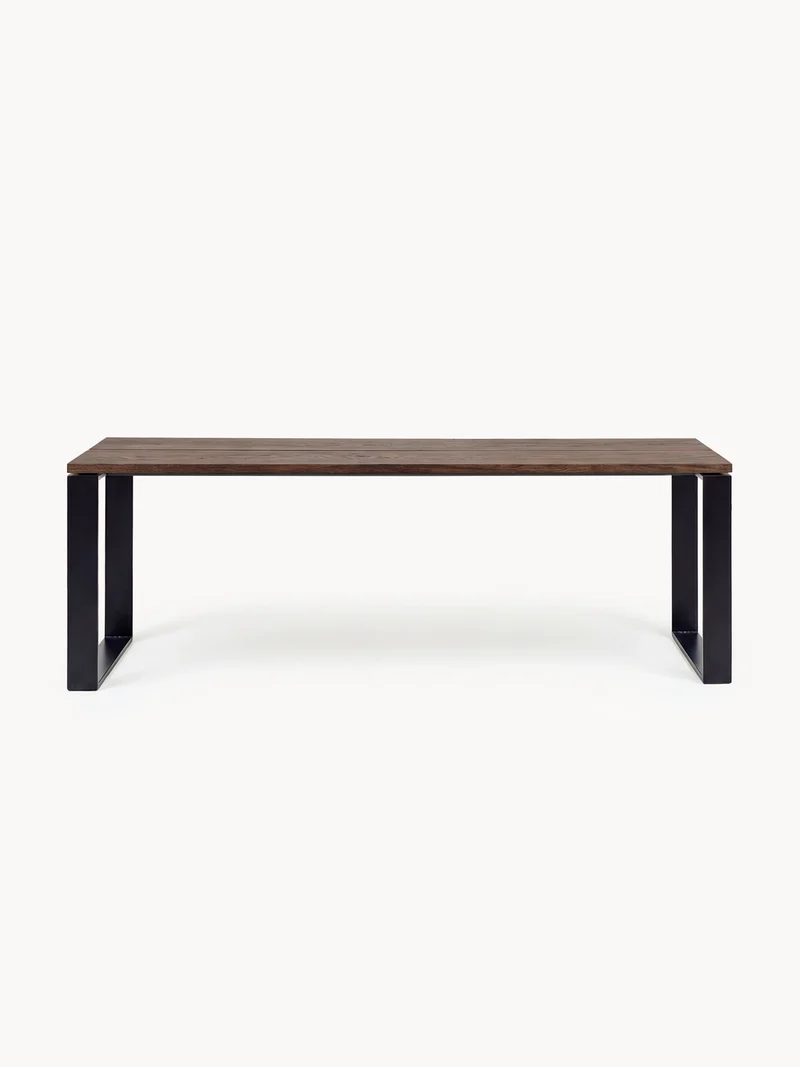 Dining Table Diana – Black Frame – Dark Oak Top