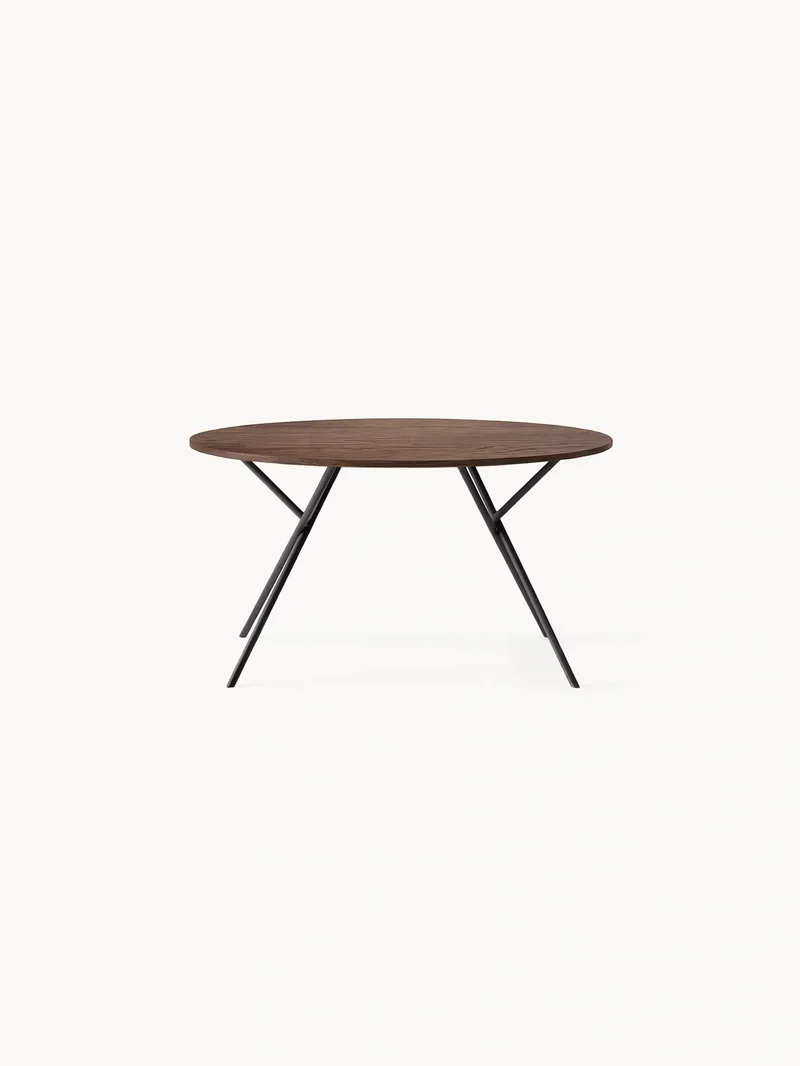 Round Dining Table Luna – Black Frame – Dark Oak Top