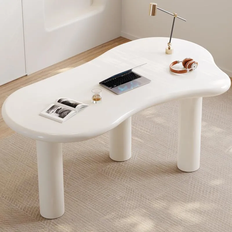 Guyii Modern Cream White Irregular Dining Table 62" with 3 Legs for Kitchen L5262-UK