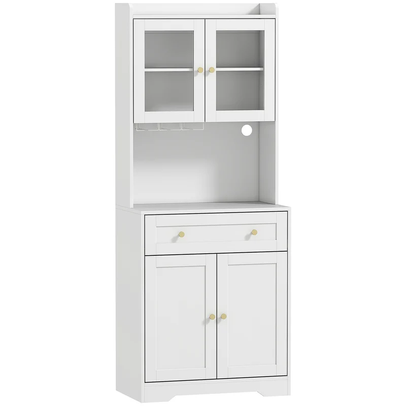 Kuchyňská skříňka s pracovní deskou, držákem na sklenice na víno, 170 cm, MDF, bílá
