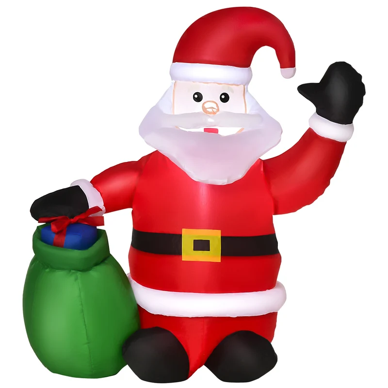 Nafukovací LED Santa Claus a sněhulák – 70x45x120 cm, teplá bílá