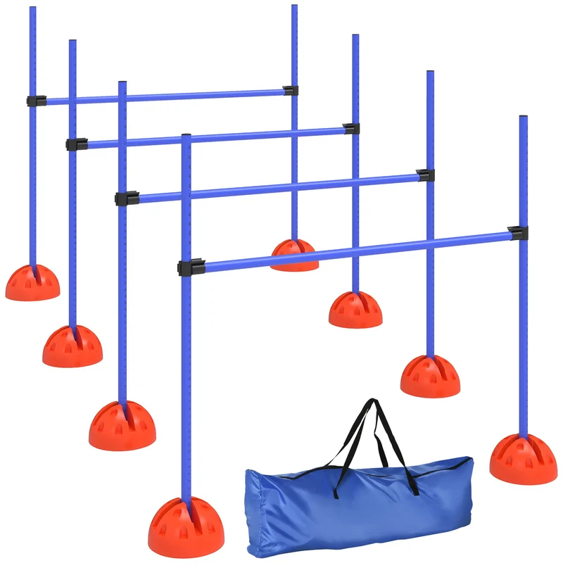 Agility sada pro psy, 4 nastavitelné překážky s přepravní taškou
