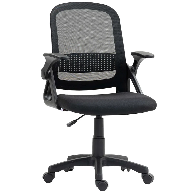 Ergonomická kancelářská židle ze síťoviny se sklopnými područkami, černá