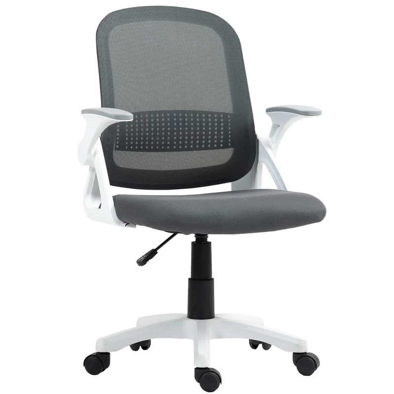 Ergonomická kancelářská židle ze síťoviny se sklopnými područkami, šedá
