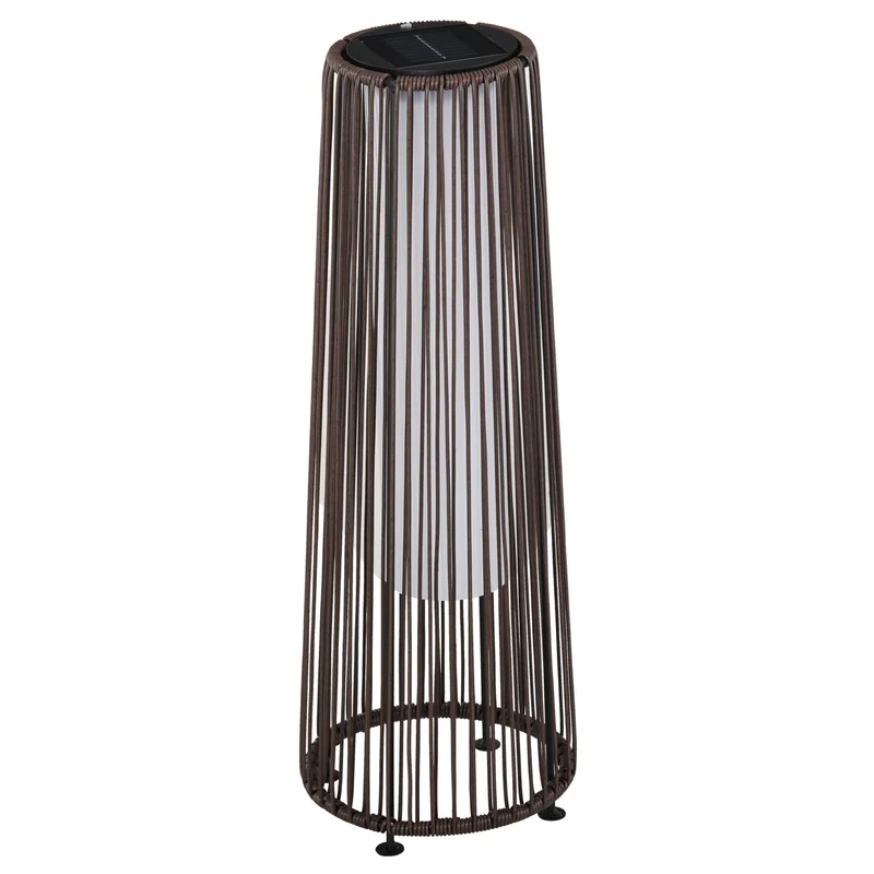 Solární ratanová zahradní lampa, LED, 61 Cm, hnědá