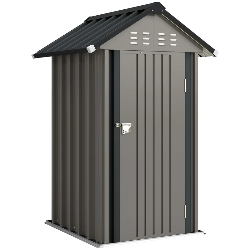 Kovový zahradní domek s ventilací, zámkem a rukavicemi, 1,17 m²