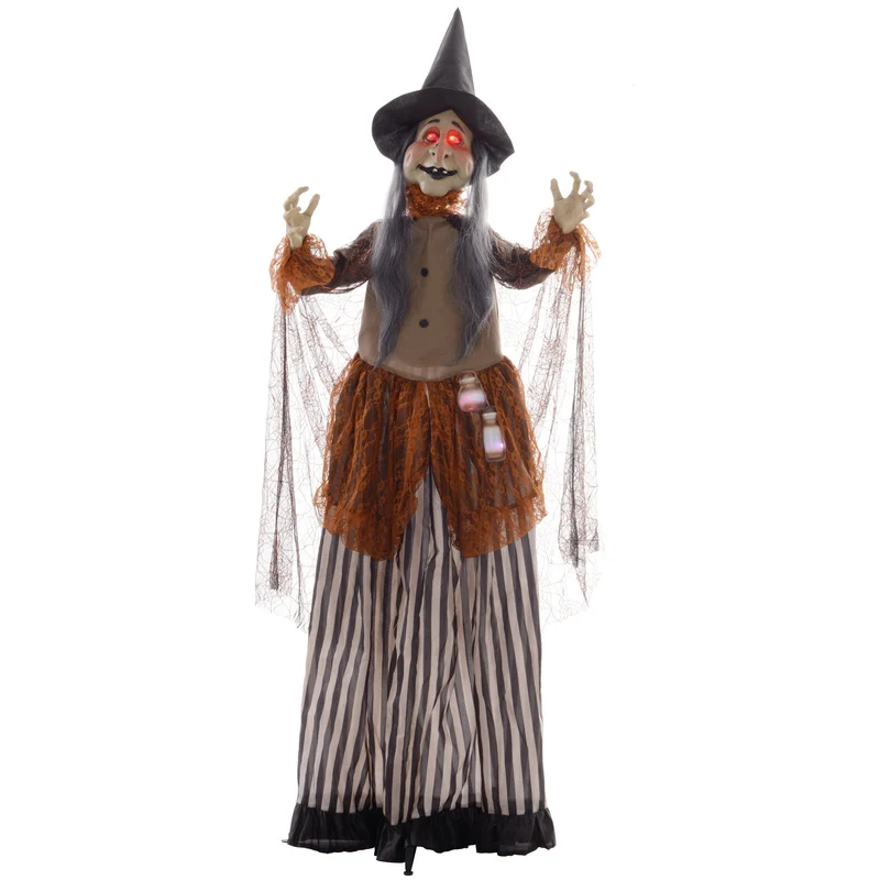 Animovaná halloweenská dekorace čarodějnice s červenýma očima, 183 cm