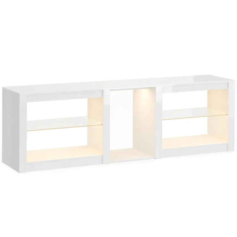 TV stolek s RGB LED osvětlením, vysoce lesklý bílý, 160 cm