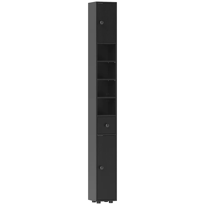 Smaltá koupelnová skříňka, výška 180 cm, černá