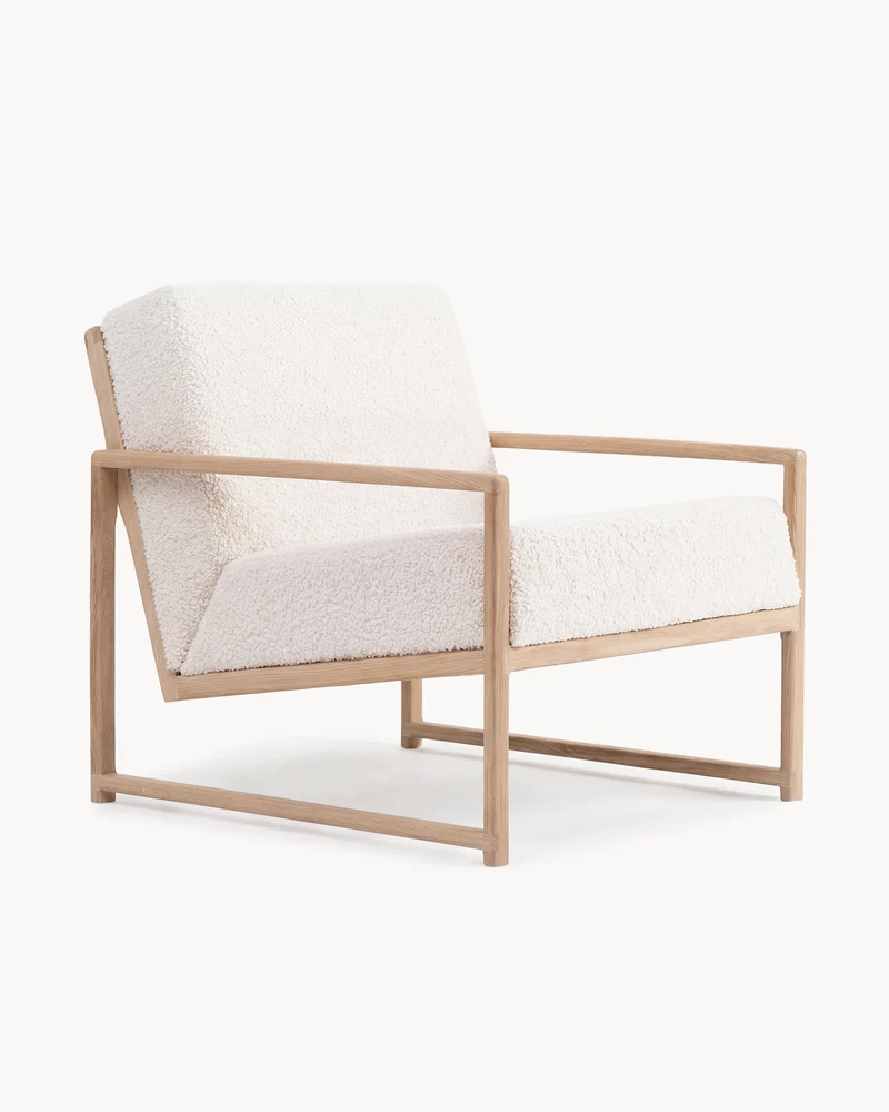 Armchair Einar – Oak – Ivory Bouclé
