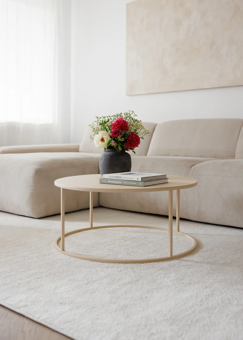 Vesina rundt metal sofabord - Cream