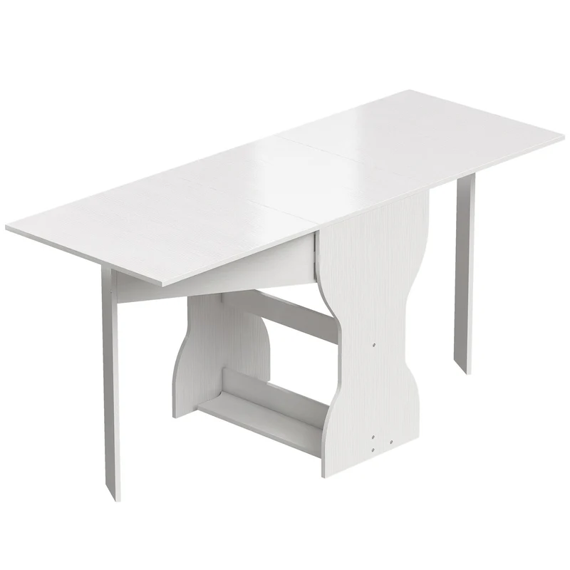Skládací jídelní stůl s úložným prostorem, pro 2–4 osoby, bílý, 160x60x75 cm