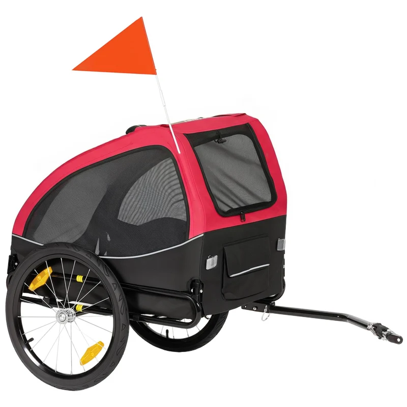 Přívěsný vozík za kolo pro psy s 20" koly, červeno-černý, nosnost 20 kg