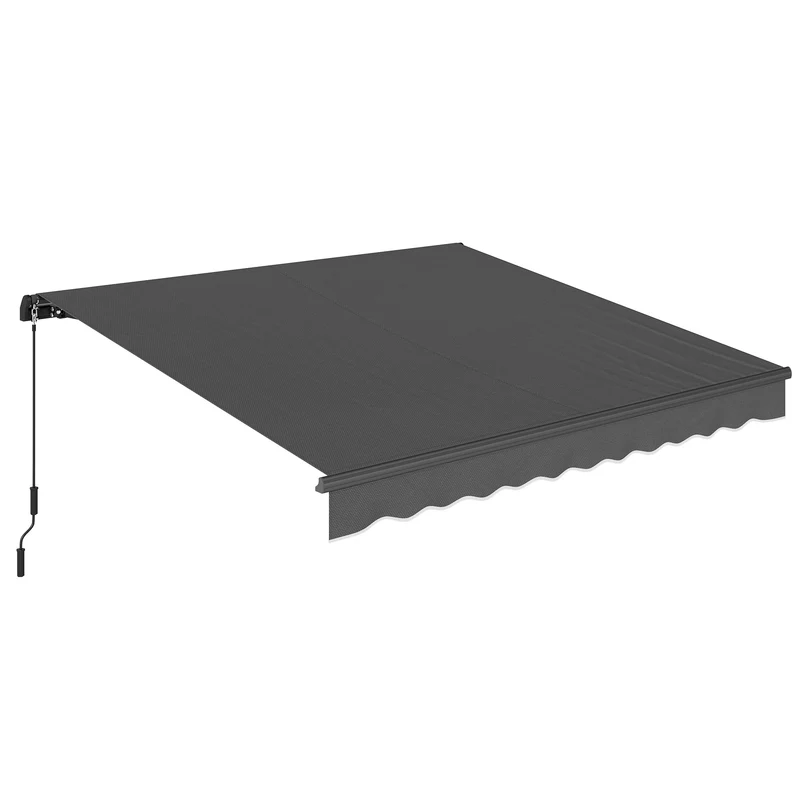 Utfällbar markis, 10 m², mörkgrå, manuell vev